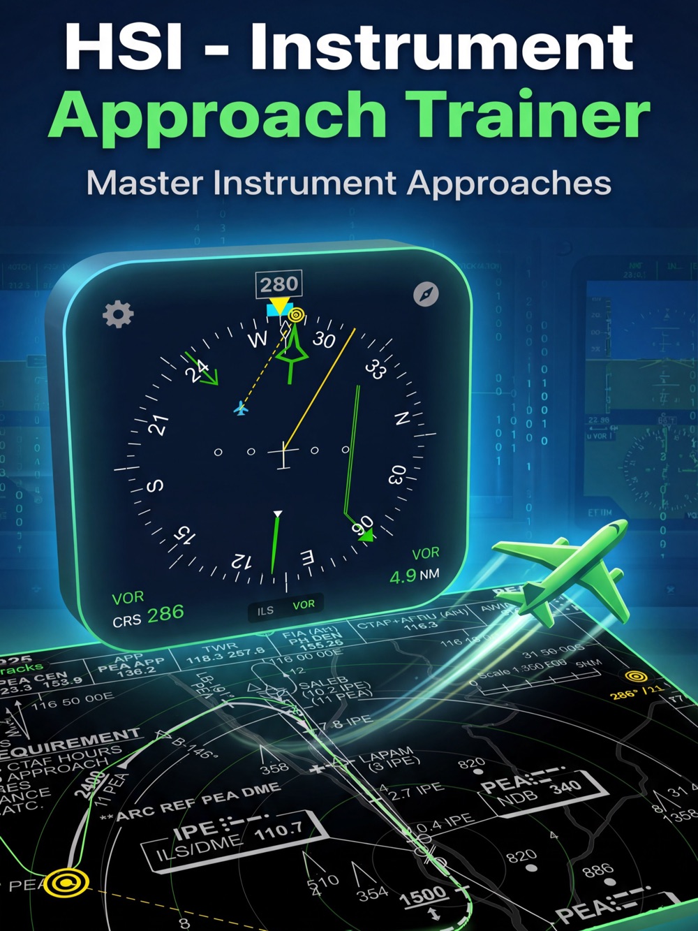 HSI’s first App Store image: Instrument Approach Trainer, showing the HSI above an approach plate